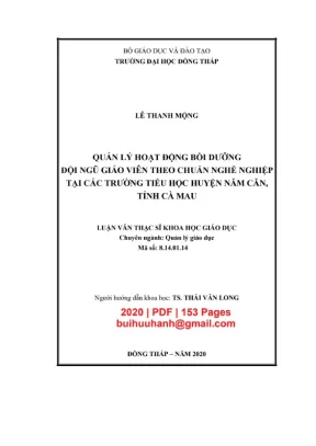 Quản lý hoạt động bồi dưỡng đội ngũ giáo viên theo chuẩn nghề nghiệp tại các trường tiểu học huyện năm căn tỉnh cà mau