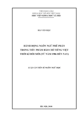 Hành động ngôn ngữ phê phán trong tiểu phẩm báo chí tiếng việt thời kì đổi mới từ năm 1986 đến nay