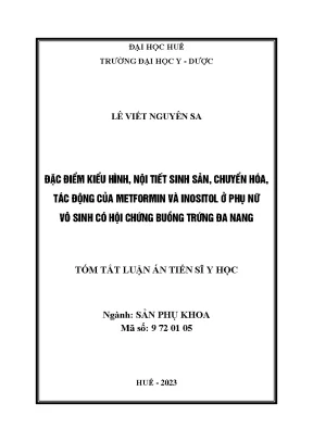 Tóm tắt đặc điểm kiểu hình nội tiết sinh sản chuyển hóa tác động của metformin và inositol ở phụ nữ vô sinh có hội chứng buồng trứng đa nang