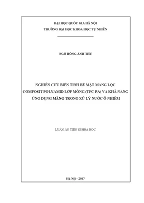 Nghiên cứu biến tính bề mặt màng lọc composit polyamid lớp mỏng tfc pavà khả năng ứng dụng màng trong xử lý nước ô nhiễm
