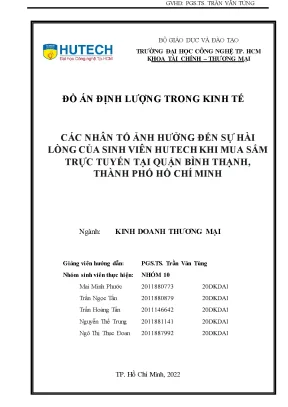 Các nhân tố ảnh hưởng đến sự hài lòng của sinh viên hutech khi mua sắm trực tuyến tại quận bình thạnh thành phố hồ chí minh