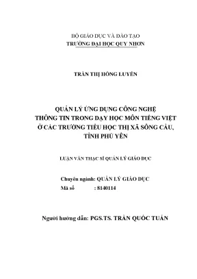 Quản lý ứng dụng công nghệ thông tin trong dạy học môn tiếng việt ở các trường tiểu học thị xã sông cầu tỉnh phú yên