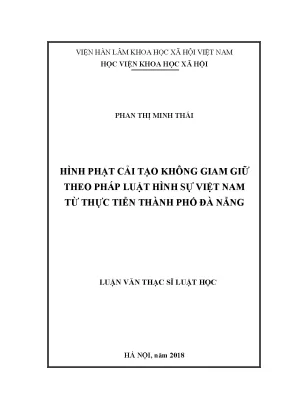Hình phạt cải tạo không giam giữ theo pháp luật hình sự việt nam từ thực tiễn thành phố đà nẵng