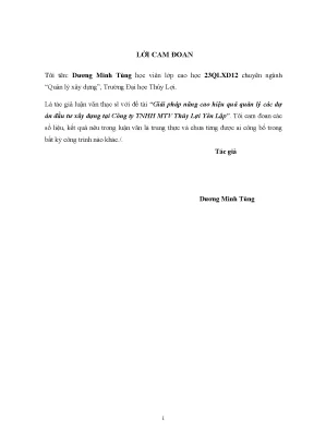 Giải pháp nâng cao hiệu quả quản lý các dự án đầu tư xây dựng tại công ty trách nhiệm hữu hạn một thành viên thủy lợi yên lập