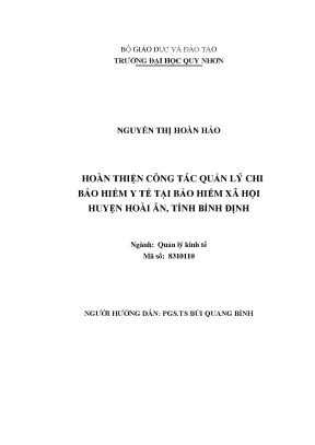 Hoàn thiện công tác quản lý chi bảo hiểm y tế tại bảo hiểm xã hội huyện hoài ân tỉnh bình định