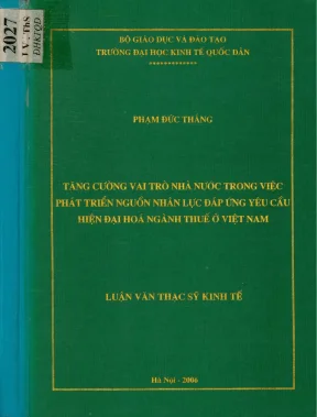 Tăng cường vai trò nhà nứoc trong việc phát triển nguồn nhân lực đáp ứng yêu cầu hiện đại hoá ngành thuế ở việt nam
