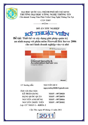Luận văn thiết kế và xây dựng giải pháp quản trị an ninh mạng với phần mềm firewall isa server 2006 cho mô hình doanh nghiệp vừa và nhỏ