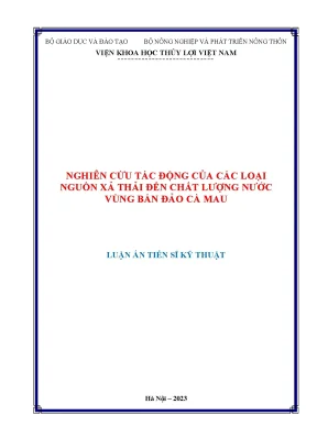 Nghiên cứu tác động của các loại nguồn xả thải đến chất lượng nước vùng bán đảo cà mau