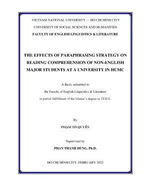 The effects of paraphrasing strategy on reading comprehension of non english major students at a univerity in hcmc m a