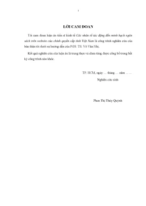 Các nhân tố tác động đến minh bạch ngân sách trên website của chính quyền cấp tỉnh việt nam
