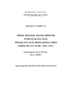 Phong trào đấu tranh chính trị ở thị xã quảng ngãi tỉnh quảng ngãi trong kháng chiến chống mĩ cứu nước 1954 1975