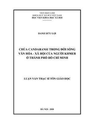 Chùa candaransi trong đời sống văn hóa xã hội của người khmer ở thành phố hồ chí minh