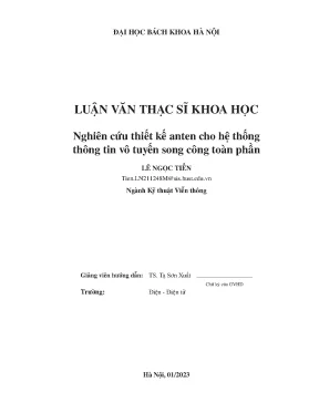 Nghiên cứu thiết kế anten cho hệ thống thông tin vô tuyến song công toàn phần