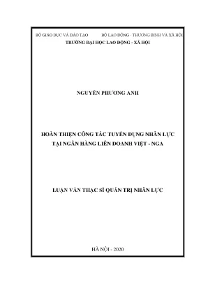 Hoàn thiện công tác tuyển dụng nhân lực tại ngân hàng liên doanh việt nga