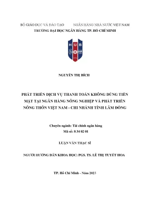 Phát triển dịch vụ thanh toán không dùng tiền tại ngân hàng nông nghiệp và phát triển nông thôn việt nam chi nhánh tỉnh lâm đồng