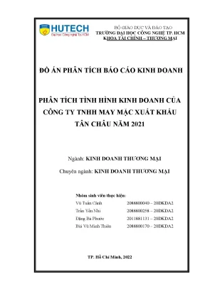 Phân tích tình hình kinh doanh của công ty tnhh may mặc xuất khẩu tân châu năm 2021