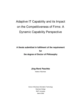 Doctoral thesis of philosophy adaptive it capability and its impact on the competitiveness of firms a dynamic capability perspective