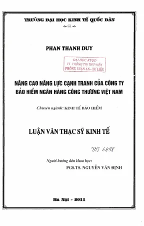 Nâng cao năng lực cạnh tranh của công ty bảo hiểm ngân hàng công thương việt nam