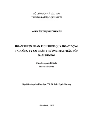 Hoàn thiện phân tích hiệu quả hoạt động tại công ty cổ phần thương mại phân bón nam dương