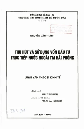 Thu hút và sử dụng vốn đầu tư trực tiếp nước ngoài tại hải phòng