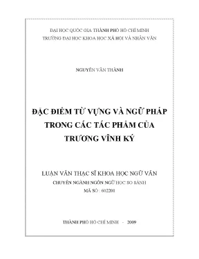 Đặc điểm từ vựng và ngữ pháp trong các tác phẩm của trương vĩnh ký