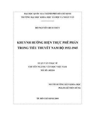 Khuynh hướng hiện thực phê phán trong tiểu thuyết nam bộ 1932 1945