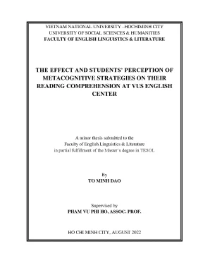 The effect and students perception of metacognitive strategies on their reading comprehension at vus english center m a