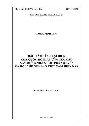 Bảo đảm tính đại diện của quốc hội đáp ứng yêu cầu xây dựng nhà nước pháp quyền xã hội chủ nghĩa ở việt nam hiện nay