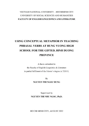 Using conceptual metaphor in teaching phrasal verbs at hung vuong high school for the gifted binh duong province m a