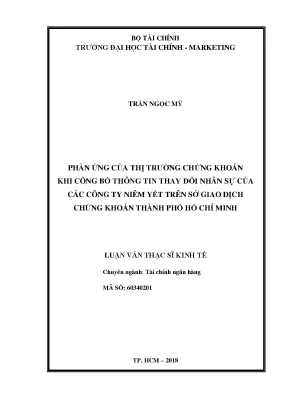 Phản ứng của thị trường chứng khoán khi công bố thông tin thay đổi nhân sự của các công ty niêm yết trên sở giao dịch chứng khoán thành phố hồ chí minh