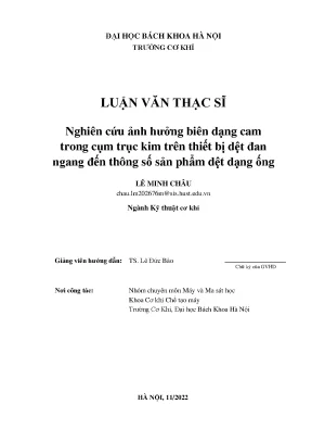 Nghiên cứu ảnh hưởng biên dạng cam trong cụm trục kim trên thiết bị dệt đan ngang đến thông số sản phẩm dệt dạng ống
