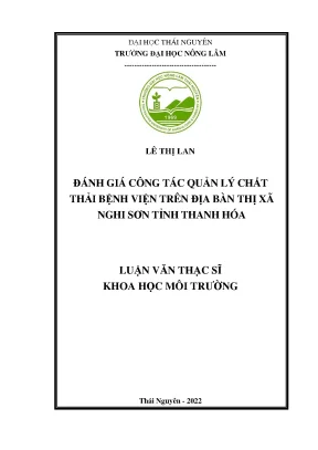 Đánh giá công tác quản lý chất thải bệnh viện trên địa bàn thị xã nghi sơn tỉnh thanh hóa