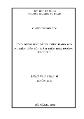 Ứng dụng bất đẳng thức harnack nghiên cứu lớp hàm điều hòa dương trong c