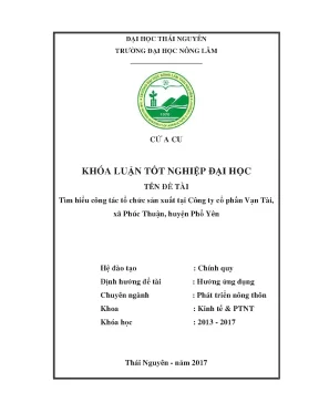 Luận văn tìm hiểu công tác tổ chức sản xuất tại công ty cổ phần vạn tài xã phúc thuận huyện phổ yên