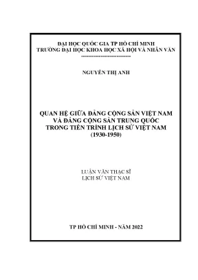 Quan hệ giữa đảng cộng sản việt nam và đảng cộng sản trung quốc trong tiến trình lịch sử việt nam 1930 1950