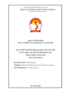 Phát triển thương hiệu trường đại học nội vụ hà nội nay là học viện hành chính quốc gia trong thời kỳ hội nhập