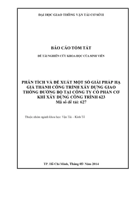 Phân tích và đề xuất một số giải pháp hạ giá thành công trình xây dựng giao thông đường bộ tại công ty cổ phần cơ khí xây dựng công trình 623 đề tài nghiên cứu khoa học sinh viên