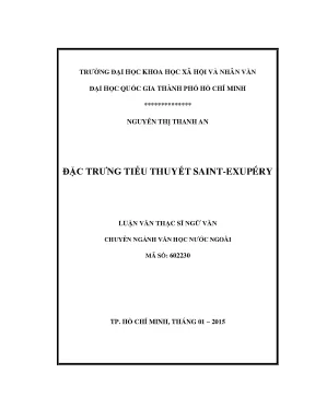 Đặc trưng tiểu thuyết saint exupéry