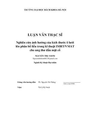 Nghiên cứu ảnh hưởng của kích thước ô lưới lên phân bố liều trong kĩ thuật imrt vmat cho ung thư đầu mặt cổ
