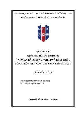 Quản trị rủi ro tín dụng tại ngân hàng nông nghiệp và phát triển nông thôn việt nam chi nhánh bình thạnh