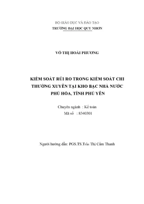 Kiểm soát rủi ro trong kiểm soát chi thường xuyên tại kho bạc nhà nước phú hòa tỉnh phú yên