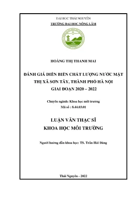 Đánh giá diễn biến chất lượng nước mặt thị xã sơn tây thành phố hà nội giai đoạn 2020 2022