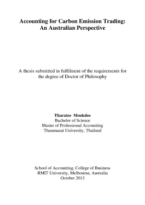Doctoral thesis of philosophy accounting for carbon emission trading an australian perspective