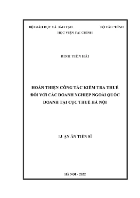 Hoàn thiện công tác kiểm tra thuế đối với doanh nghiệp ngoài quốc doanh tại cục thuế hà nội