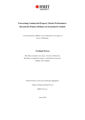 Doctoral thesis of philosophy forecasting commercial property market performance beyond the primary reliance on econometric models