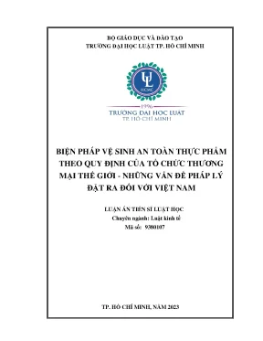 Biện pháp vệ sinh an toàn thực phẩm theo quy định của tổ chức thương mại thế giới những vấn đề pháp lý đặt ra đối với việt nam
