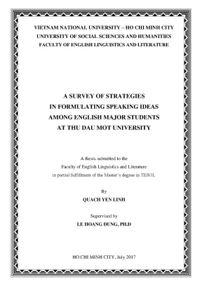 A survey of strategies in formulating speaking ideas among english major students at thu dau mot university m a 60 14 10