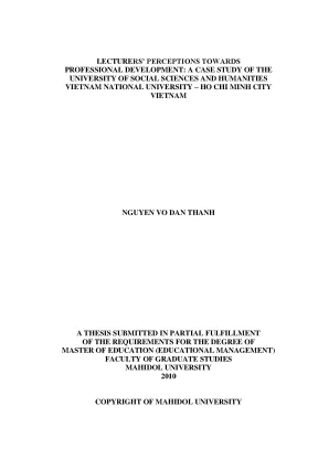 Lecturers perceptions towards professional development a case study of the univesity of social sciences and humanities vietnam national university ho chi minh city vietnam m a
