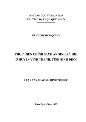 Thực hiện chính sách an sinh xã hội ở huyện vĩnh thạnh tỉnh bình định
