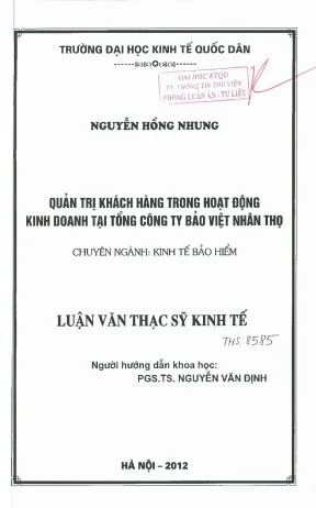 Quản trị khách hàng trong hoạt động kinh doanh tại tổng công ty bảo việt nhân thọ